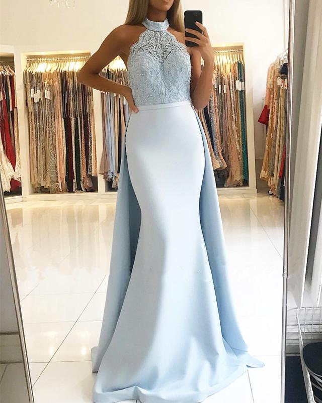Elegant Halter Lace Mermaid Prom Dresses for Women - Sexy Long Formal Evening Gowns for Homecoming, Wedding, and Special Occasions
