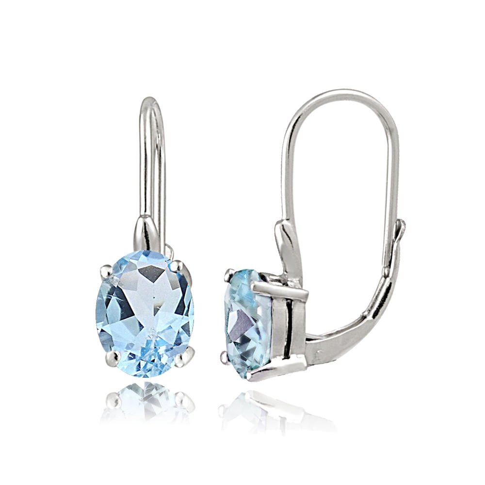 Sterling Silver Gemstone Birthstone Oval Leverback Earrings for Women - Personalized Gift for Birthday, Anniversary & Special Occasions | Elegant & Durable Jewelry for Everyday Wear