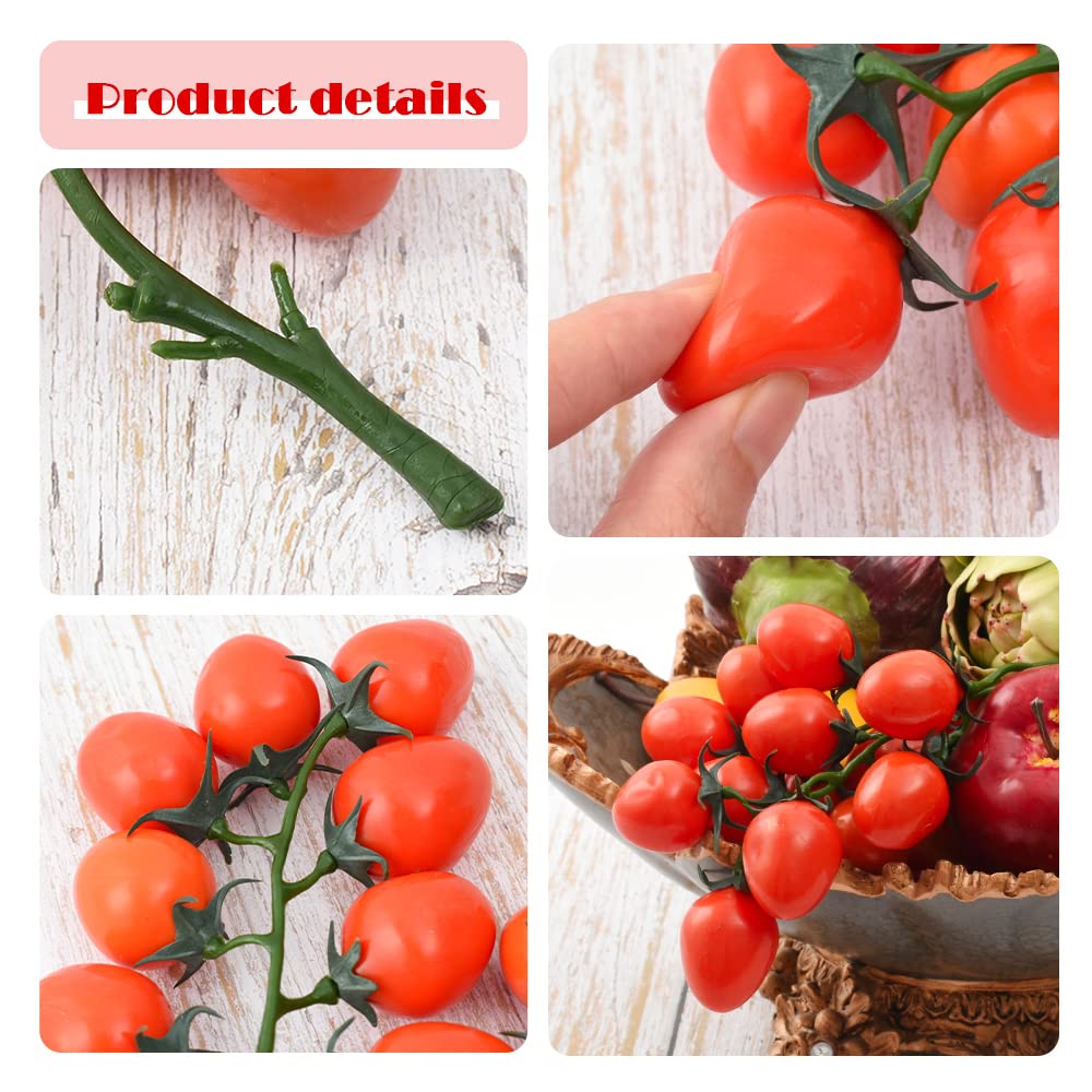 Lifelike Fake Cherry Tomatoes Artificial Fruit - 15 Piece Plastic Simulation Fruit Set for Kitchen Decor, Home Styling, Party Centerpieces, and DIY Crafts