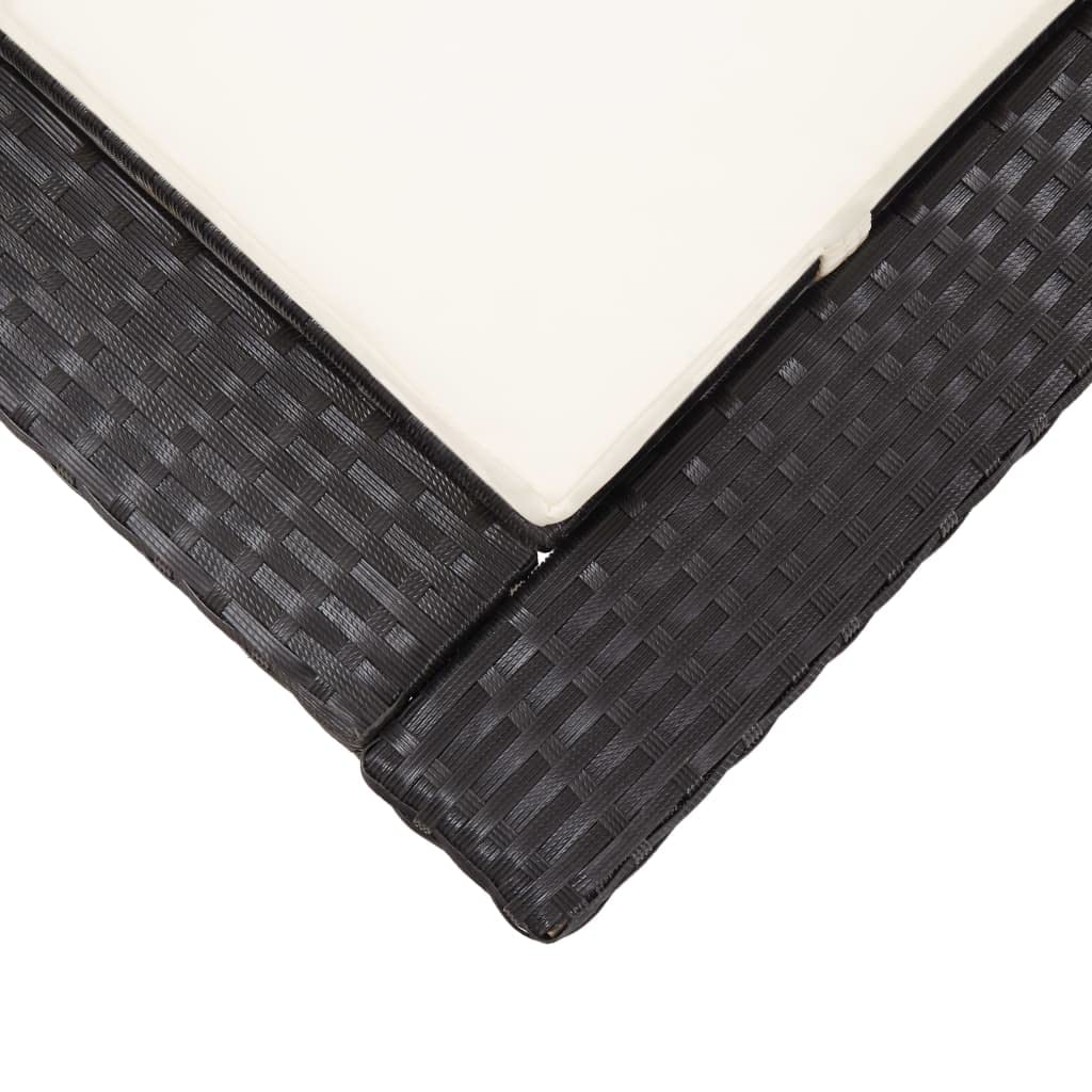Premium Black Poly Rattan Sunbed with Cushion - 24g Durable Outdoor Lounge Chair for Patio, Poolside & Garden Relaxation