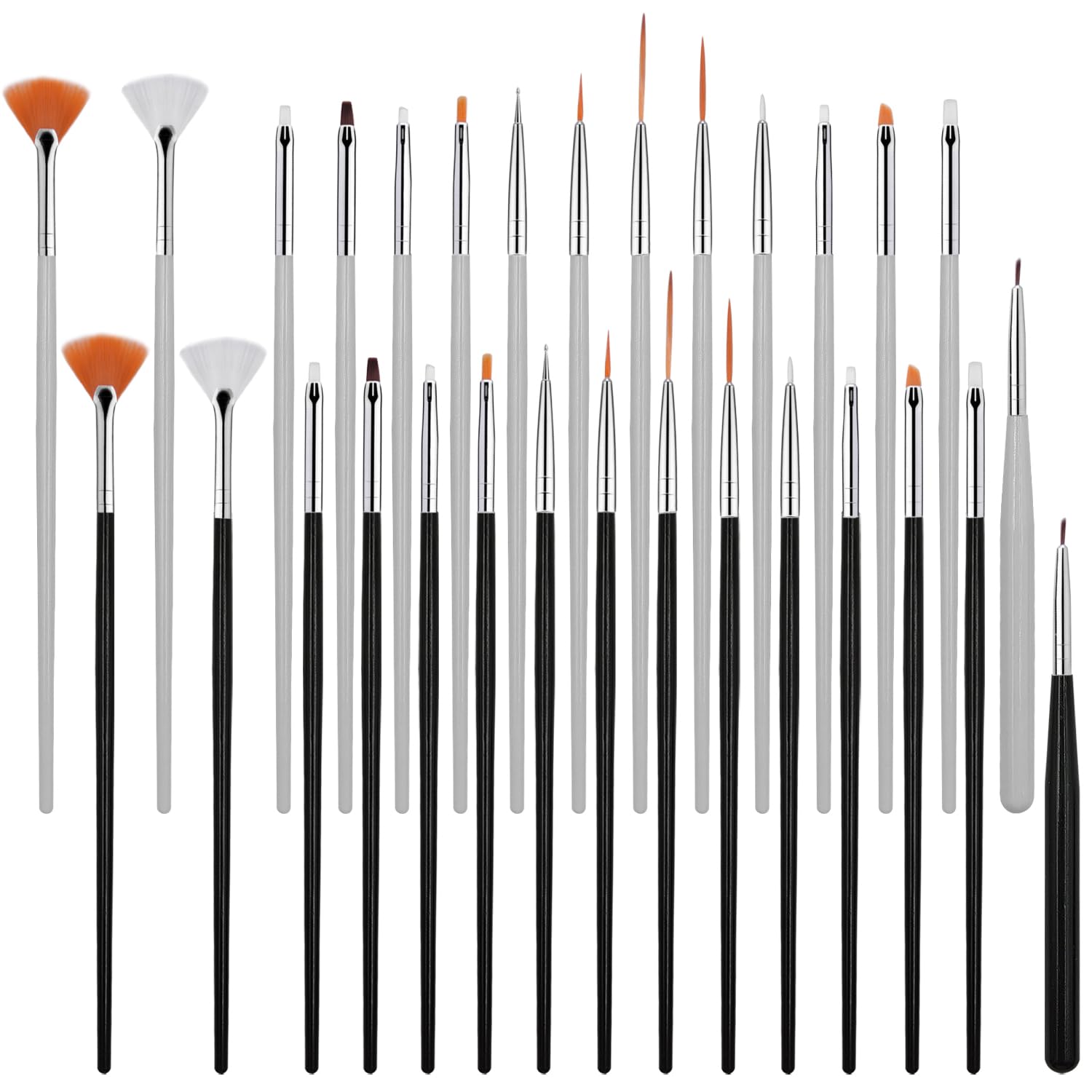 30 Pcs Food Safe Cake Decorating Brushes - Professional Baking Paint Brushes for Cookies, Cupcakes & Fondant (Black & White) - Perfect for Birthday, Wedding & DIY Dessert Decoration