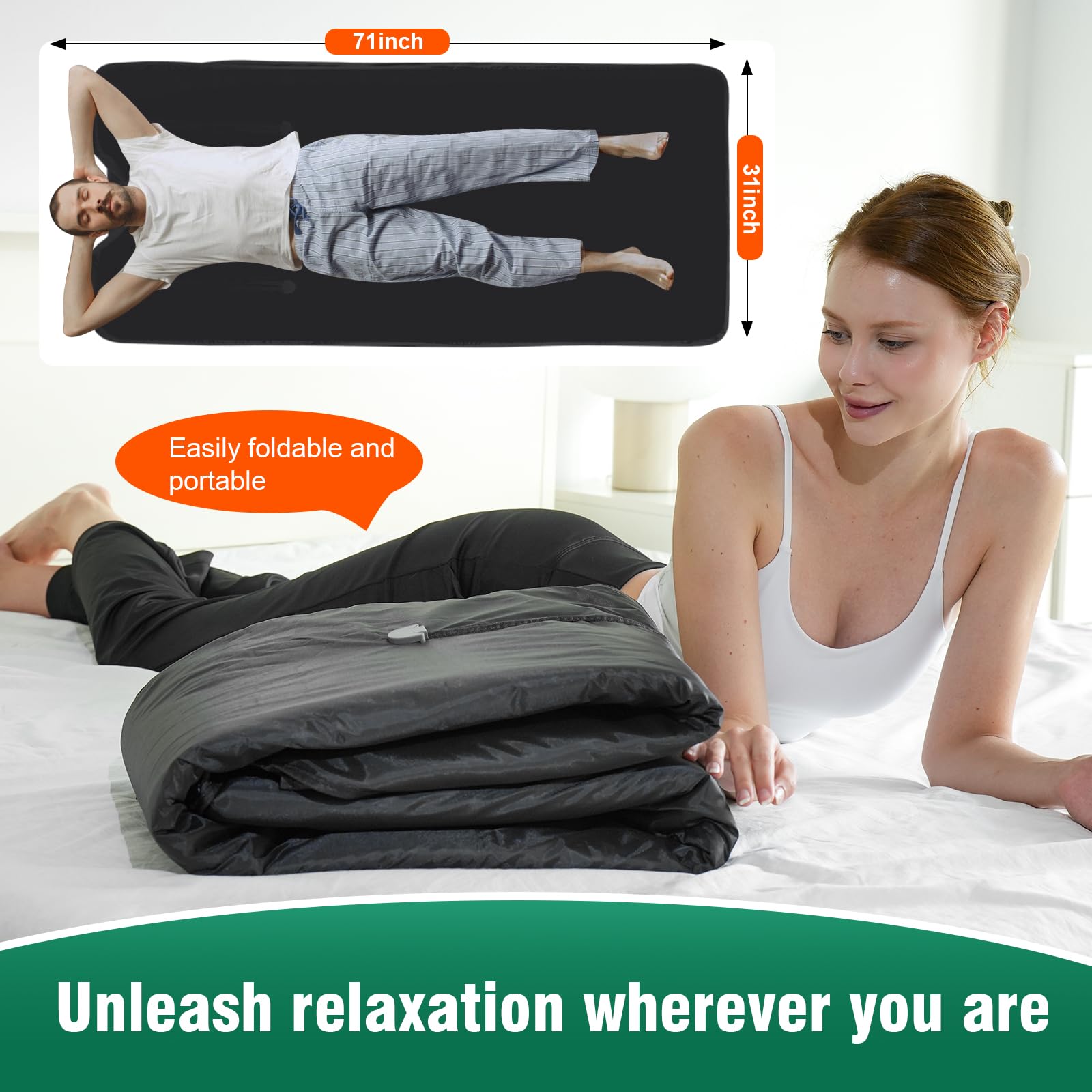 Portable Far Infrared Sauna Blanket for Detox & Relaxation - Home Use with Adjustable Temperature (113-176℉) & Timer (20-60 Min) - 6ft x 2.65ft - Perfect for Stress Relief, Weight Loss & Muscle Recovery