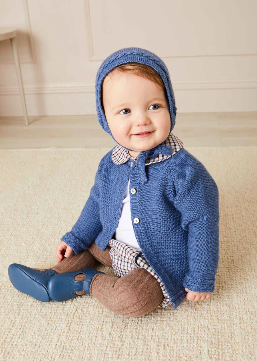 French Blue Cable Knit Cardigan for Babies & Toddlers (6 Months to 3 Years) - Perfect for Fall Layering and Cozy Outfits