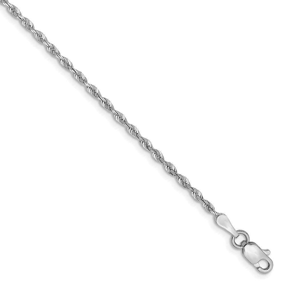 1.85mm 10K White Gold Diamond-Cut Quadruple Rope Chain Anklet Bracelet for Women - Elegant Ankle Jewelry for Parties, Weddings & Everyday Wear