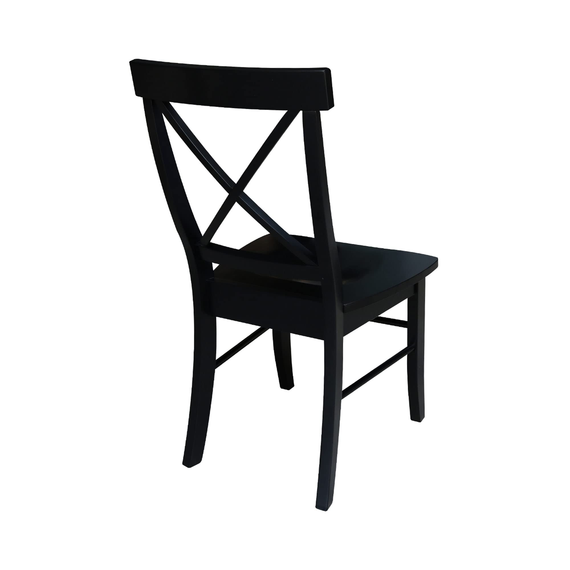 X-Back Dining Chairs Set of 2 - Black Solid Wood Parawood Construction - Stylish & Comfortable Kitchen & Dining Room Furniture - Perfect for Modern Homes, Restaurants & Office Break Rooms