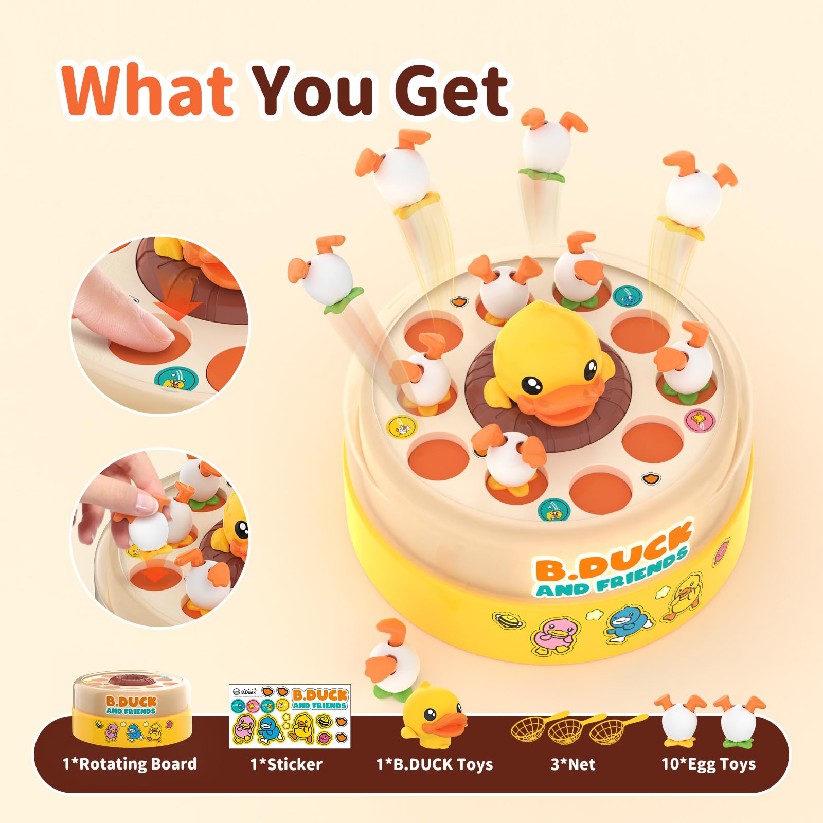 B.Duck Catch & Bounce Game for Kids 3-6 - Outdoor Birthday Gift for Boys Girls