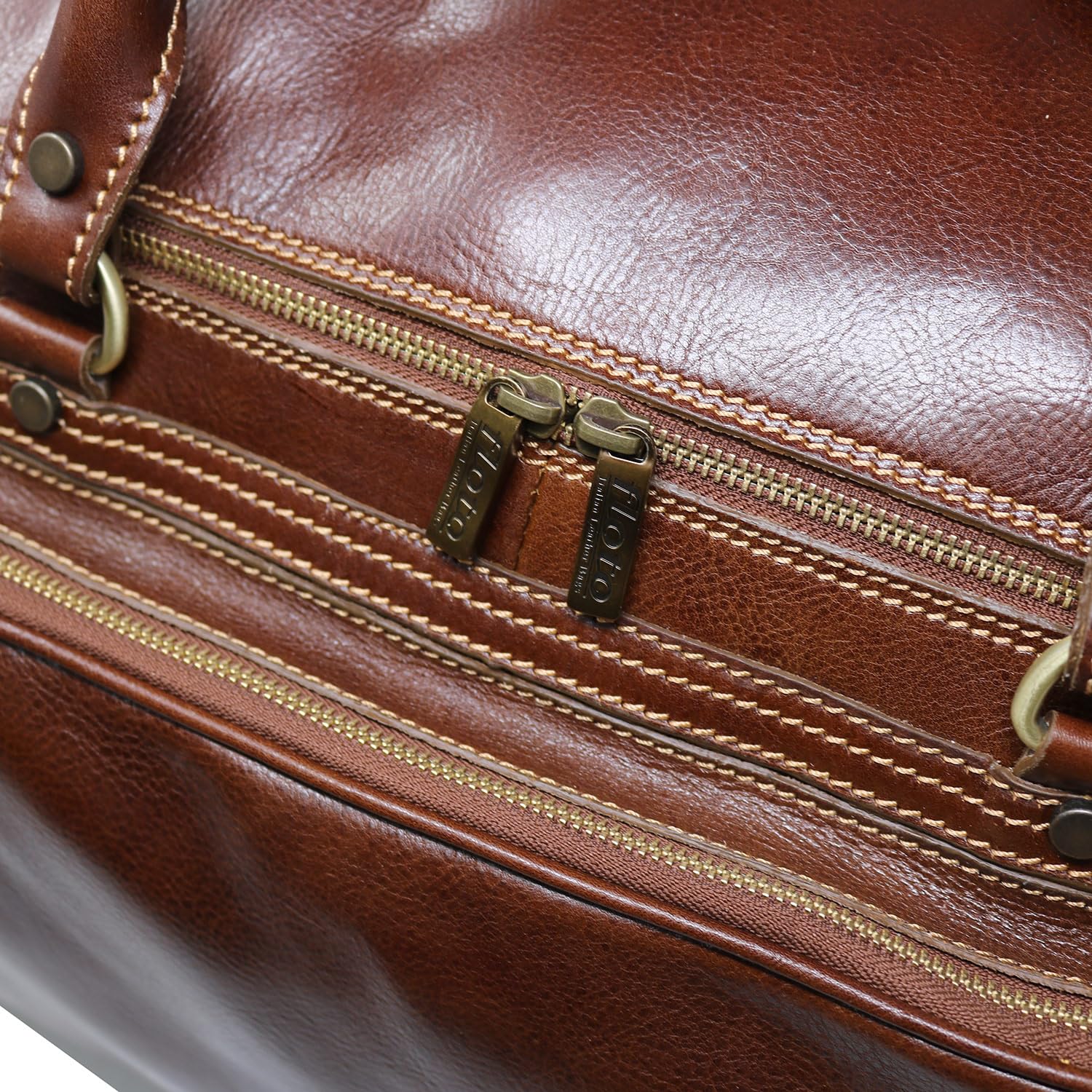 Premium Italian Leather Duffle Bag - Floto Torino Vintage Brown Travel Luggage for Men & Women | Business Trips, Gym, Weekend Getaways & Air Travel
