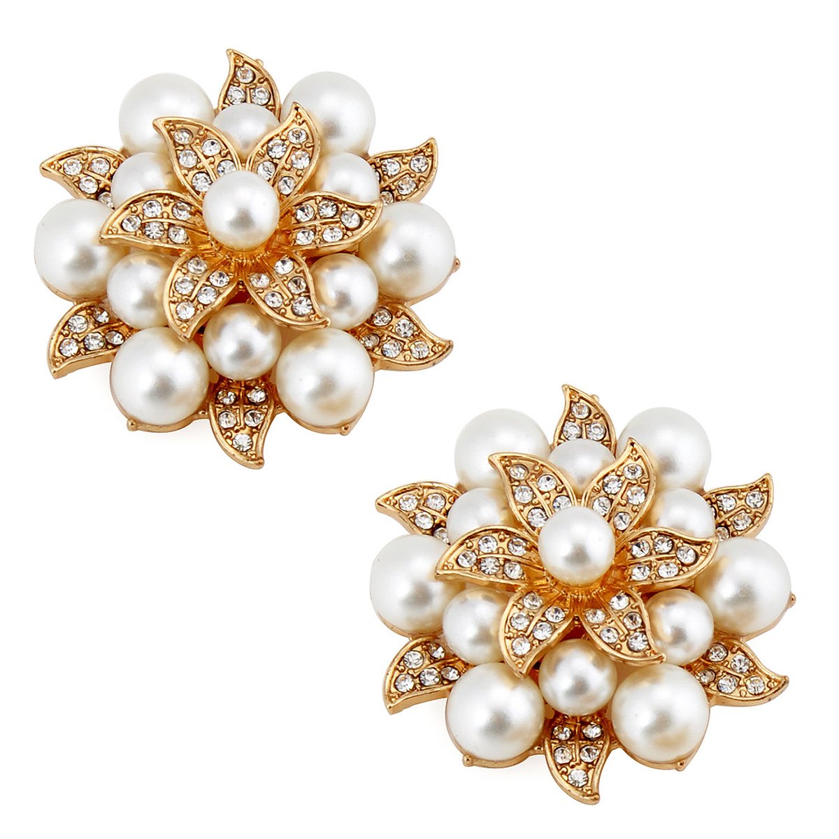 Elegantpark Pearl Shoe Clips - Rhinestone Flower Crystal Decor for Wedding & Party Pumps