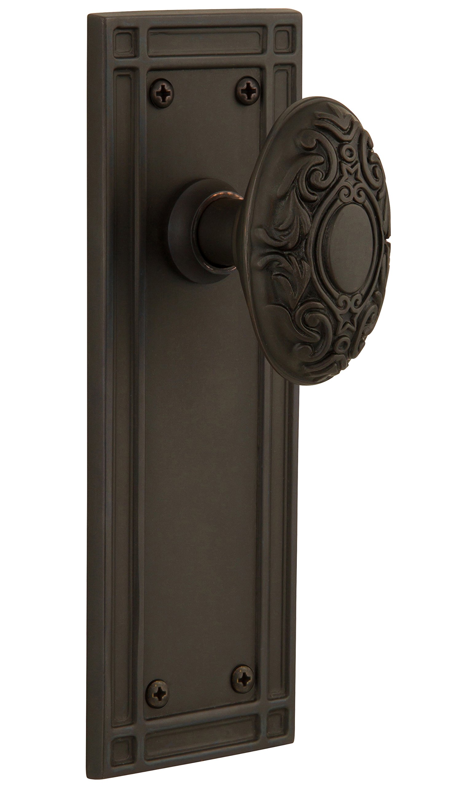 Nostalgic Warehouse Mission Plate with Victorian Knob - Single Dummy Door Handle in Oil-Rubbed Bronze Finish | Perfect for Vintage Home Decor & Cabinet Hardware Upgrade
