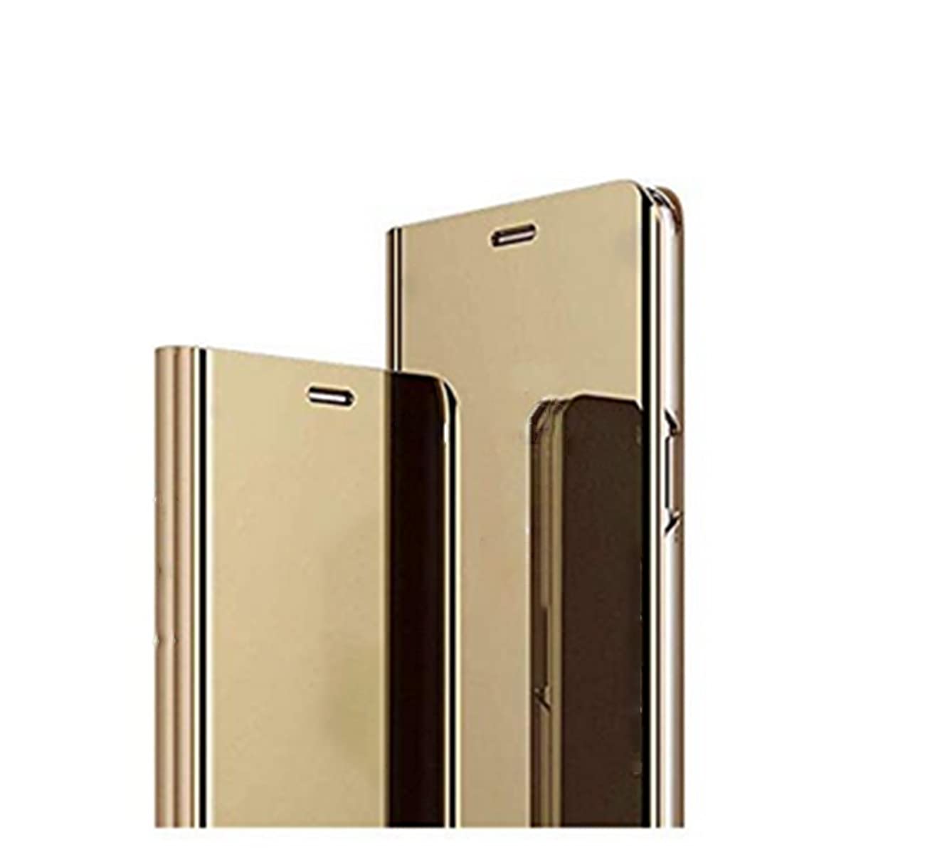 Samsung Galaxy S9 Plus Phone Case - Mirror Clear, Anti-Scratch, Slim Flip Cover with Built-in Stand | Compatible with Samsung S9 Plus | Protective Case for Everyday Use, Work & Travel (Gold)