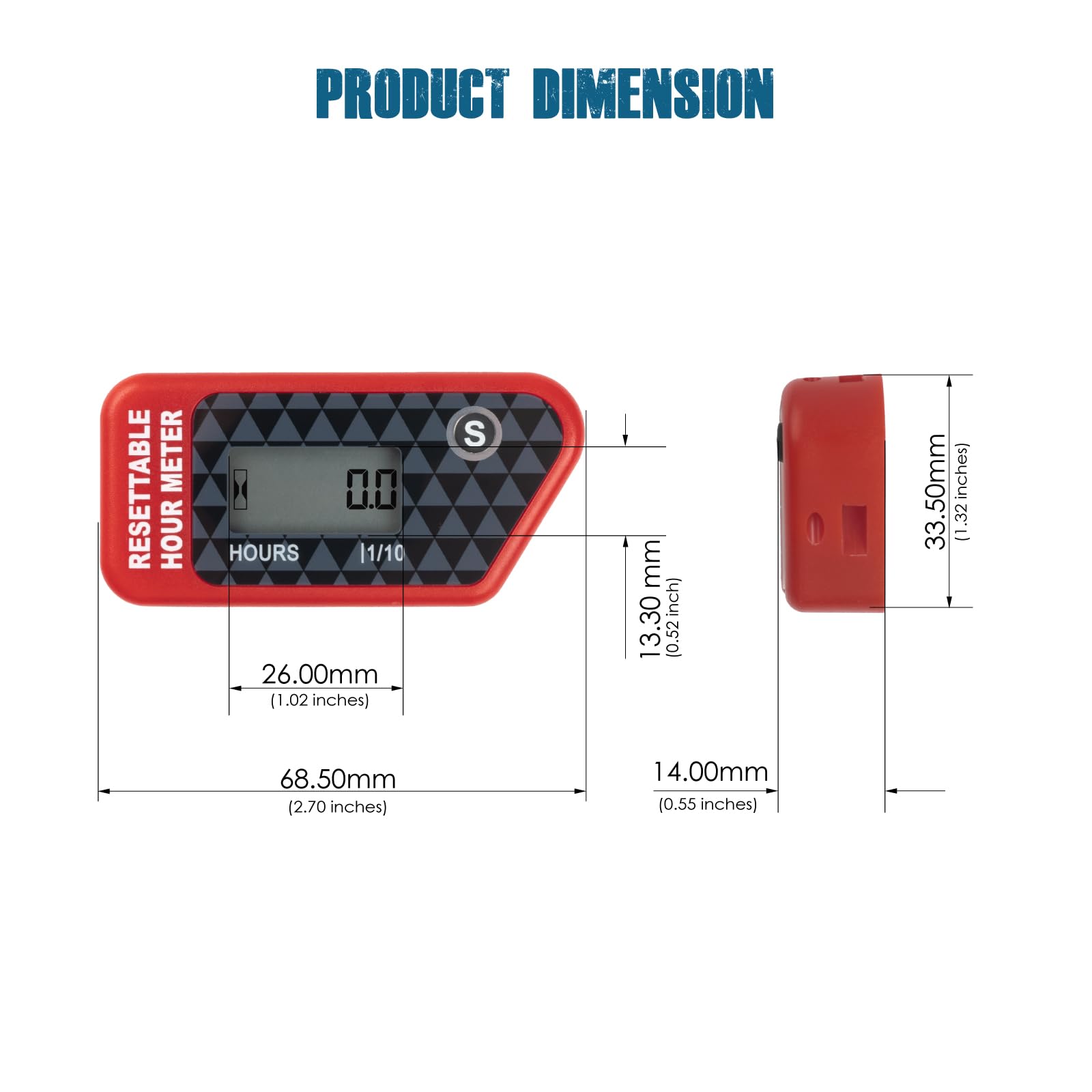 Runleader Digital Maintenance Hour Meter - Resettable Job Timer & Service Interval Reminder for Lawn Mowers, Generators, Marine Engines, ATVs, Outboard Motors, Snowblowers, Compressors & Gas Powered Equipment (Red) - Track Engine Hours for Maintenance Scheduling & Equipment Monitoring