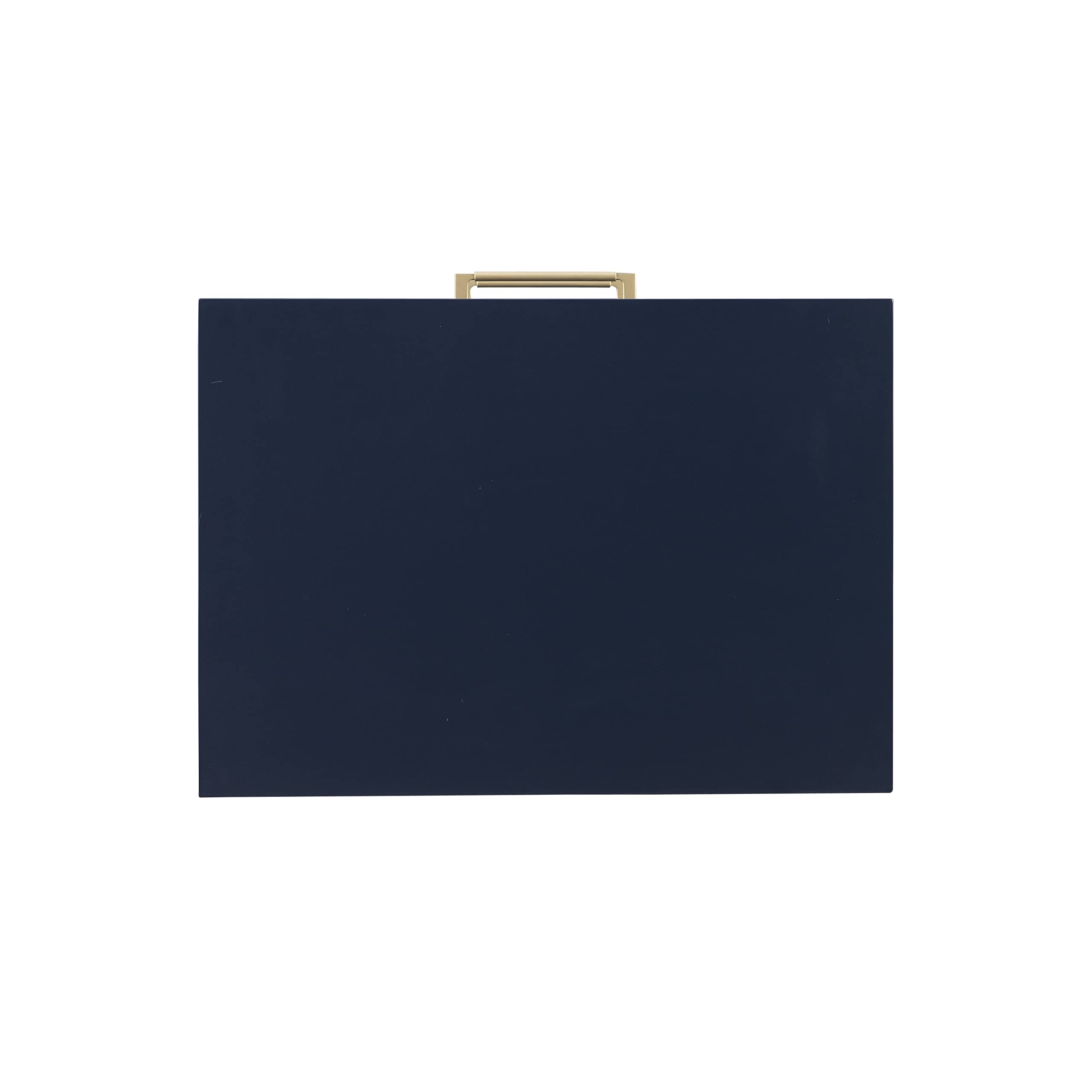 Linon Lennon Modern Navy Nightstand with Gold Hardware - 2 Drawer Bedside Table for Bedroom, Living Room & Office Storage