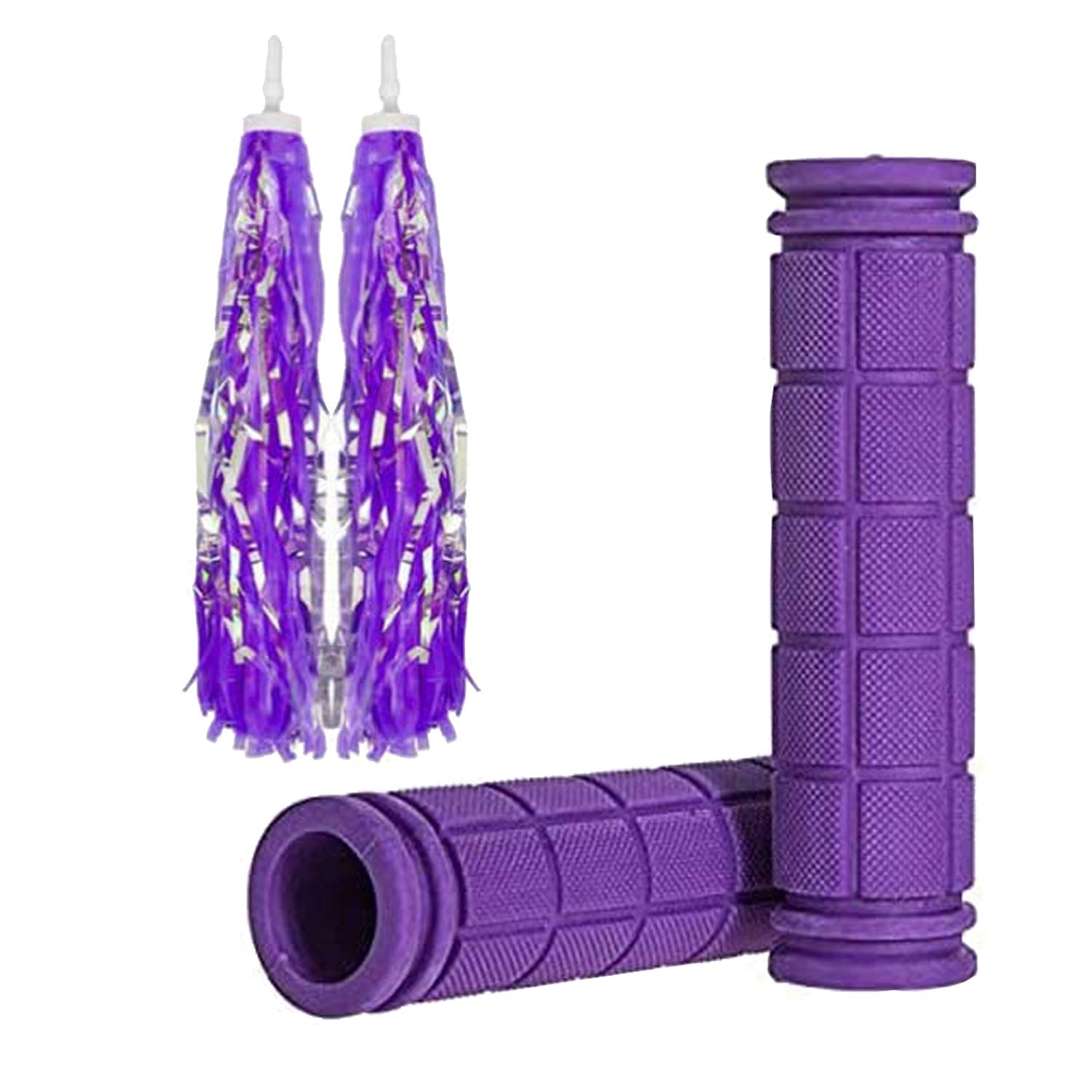 Non-Slip Soft Rubber Bike Handlebar Grips with Tassel Streamers for Kids - Durable MTB BMX Scooter Cruiser Bicycle Replacement Parts | Perfect for Boys & Girls Cycling, Mountain Biking and Urban Commuting
