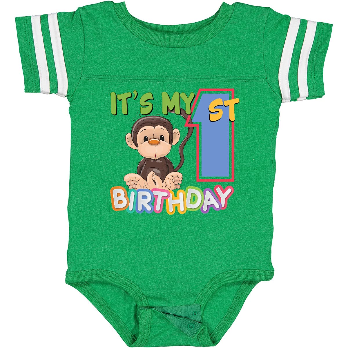 Inktastic Monkey First Birthday Baby Bodysuit - Cute 1st Birthday Outfit for Boys & Girls - Perfect for Birthday Photos, Parties & Celebrations