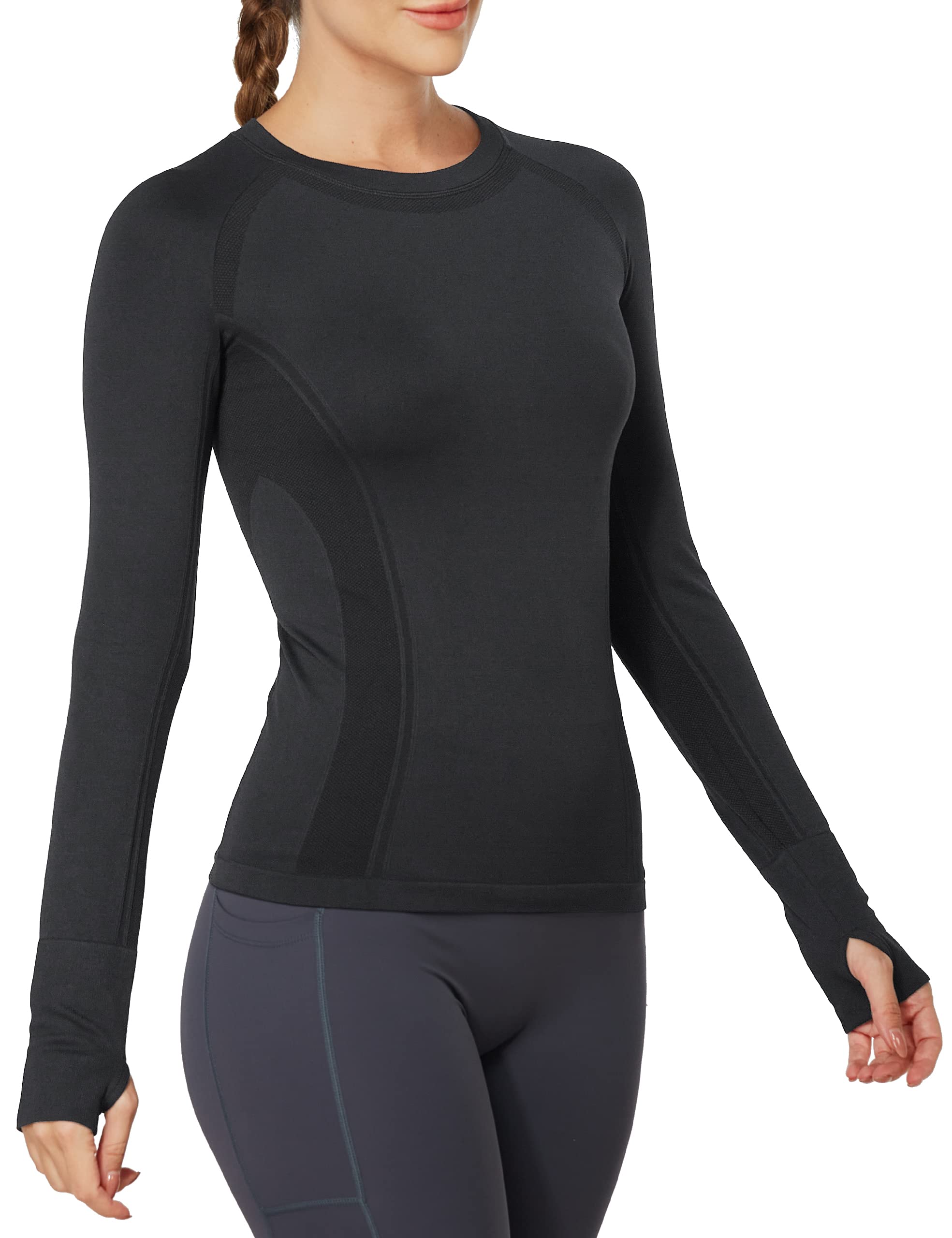 MathCat Women's Long Sleeve Workout Shirts - Quick Dry Athletic Tops & Seamless Yoga Shirts for Gym, Running & Fitness | Perfect for Yoga, HIIT & Cardio Workouts