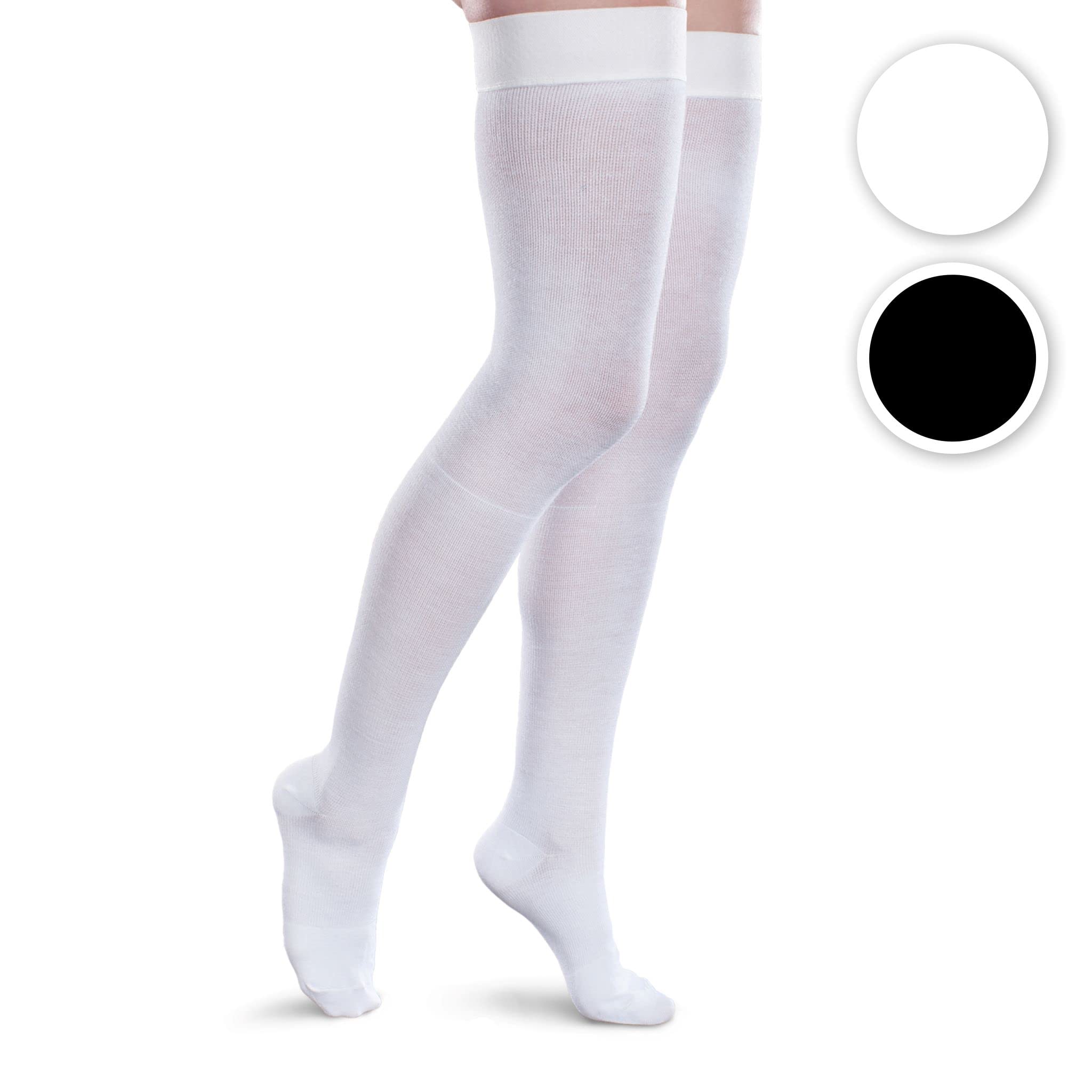 30-40mmHg Firm Graduated Compression Thigh High Socks for Women & Men - Core-Spun Medical Support Stockings for Varicose Veins, Swelling Relief - Perfect for Travel, Nursing, Pregnancy & Post-Surgery Recovery