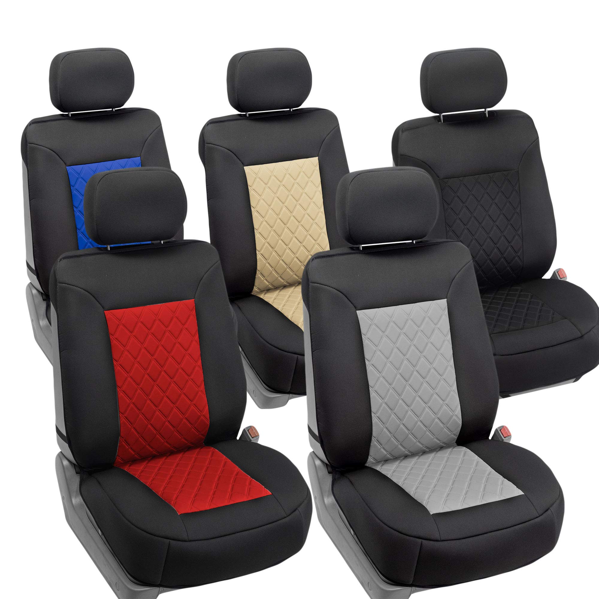 FH Group Neosupreme Low Back Car Seat Covers - Universal Fit for SUVs & Cars, Airbag Compatible, Gray/Black - Perfect for Office Chairs, Gaming Seats & Vehicle Protection