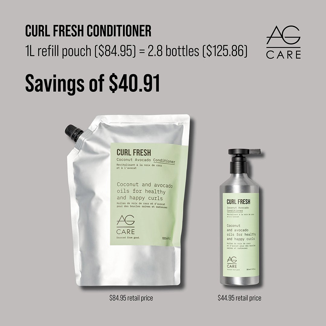 AG Care Curl Fresh Coconut Avocado Deep Conditioner 1L for Curly Hair - Hydrating & Nourishing Hair Treatment for Dry, Damaged Hair - Perfect for Salon & Home Use