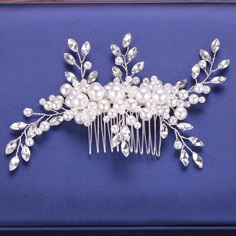 Elegant Silver Pearl & Crystal Bridal Hair Comb for Weddings – Perfect for Brides, Prom, and Formal Events