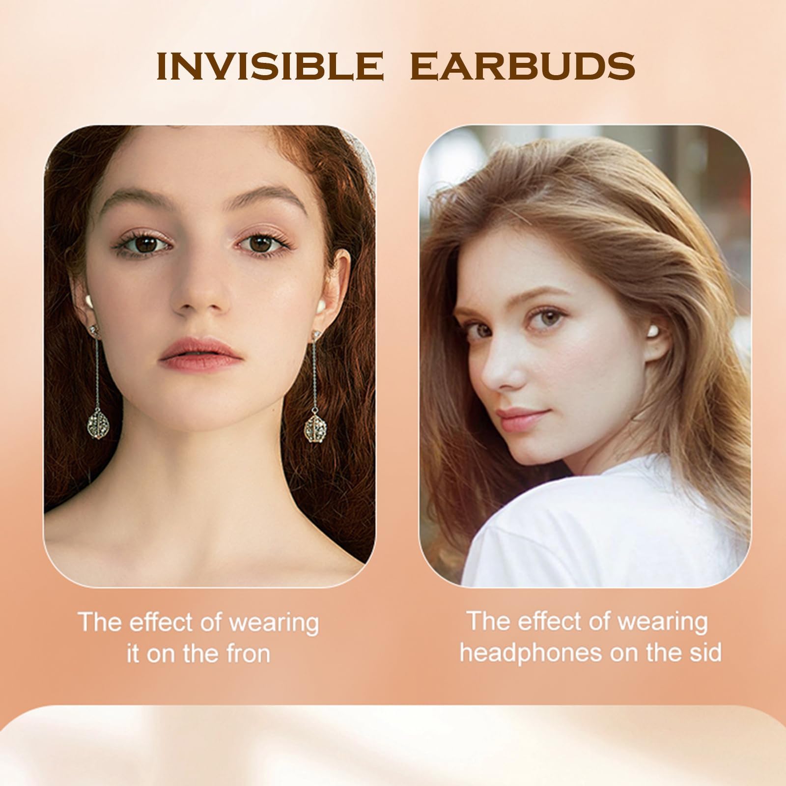Mini Invisible Wireless Bluetooth Earbuds - Ultra Low Profile Micro Earpieces for Small Ear Canals | Discreet Sleeping, Workout & Travel Headphones | Perfect for Side Sleepers, Office Use & Commuting