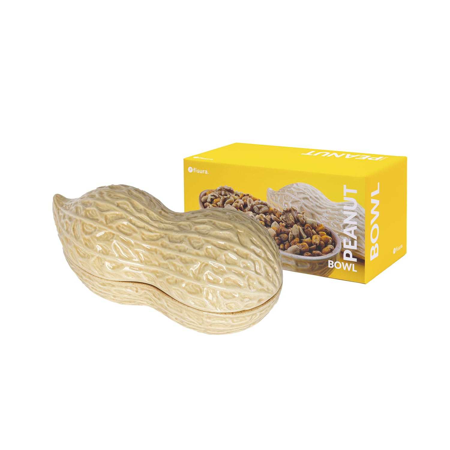 Peanut-Shaped Snack Bowl - 20 x 12 cm Brown Nut Serving Dish | Unique Snack Container for Parties, Movie Nights & Home Decor