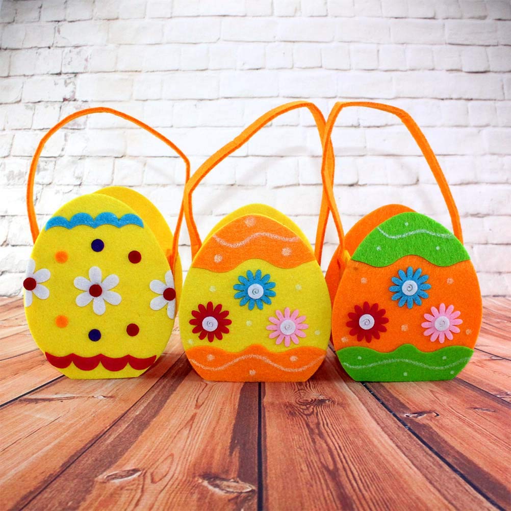 Amosfun Easter Bunny Candy Bags - Reusable Treat Bags for Kids, Bunny Basket Favor Bags, Portable Snack Pouch for Easter Egg Hunt, Birthday Party Favors & Classroom Treats