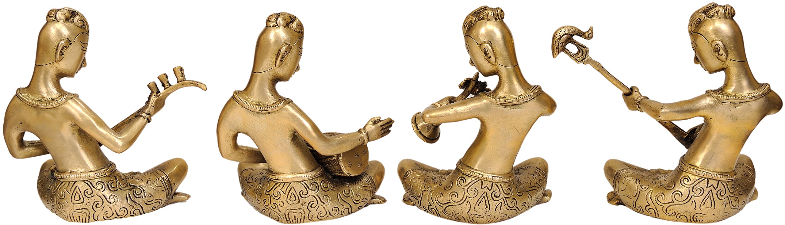 Set of Musician Brass Statues - Handcrafted Home Decor for Music Lovers, Perfect for Living Room, Office, or Gift