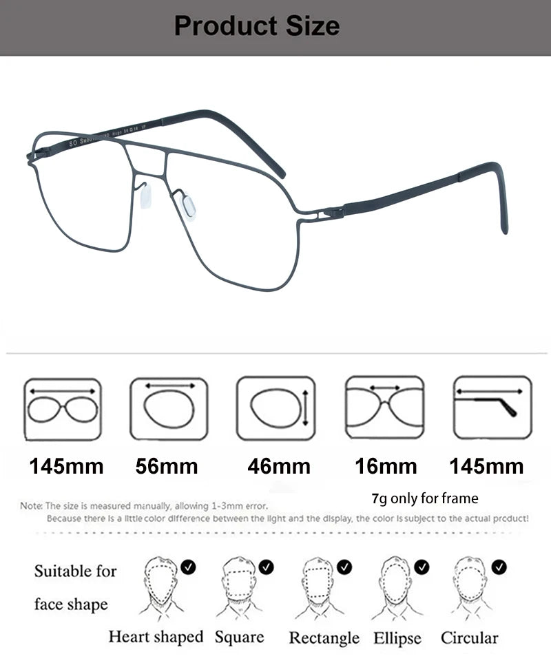 Aimee Unisex Full Rim Big Square Stainless Steel Eyeglasses Frame 8217 - Trendy & Durable for Work, Reading, and Fashion