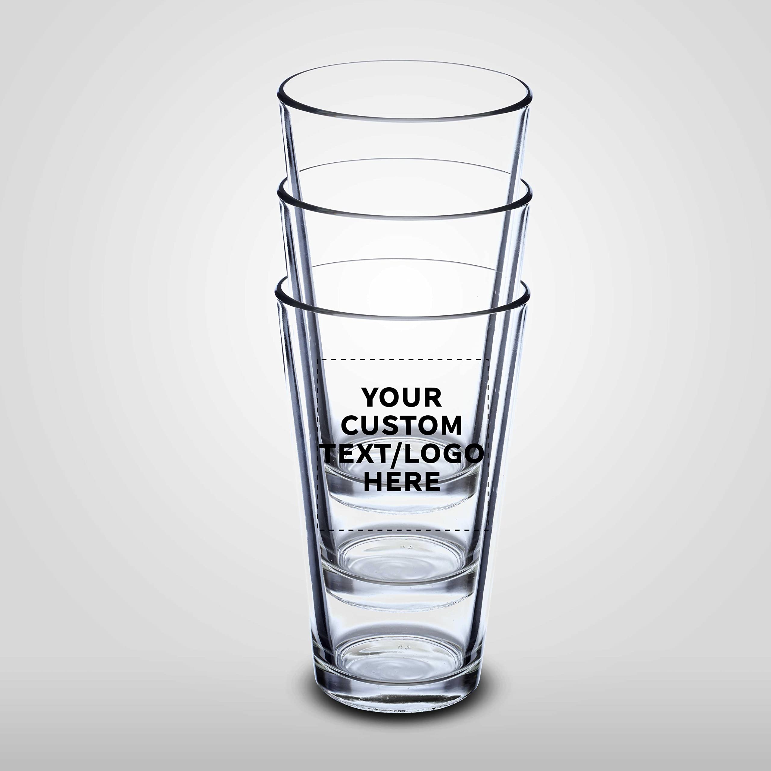 Custom 16 oz Beer Pint Glasses - Bulk Set of 50 Personalized Bar Glasses for Restaurants & Pubs - Heavy Duty Clear Glassware with Thick Base & Walls - Stackable Commercial Drinkware for Bars, Weddings & Events