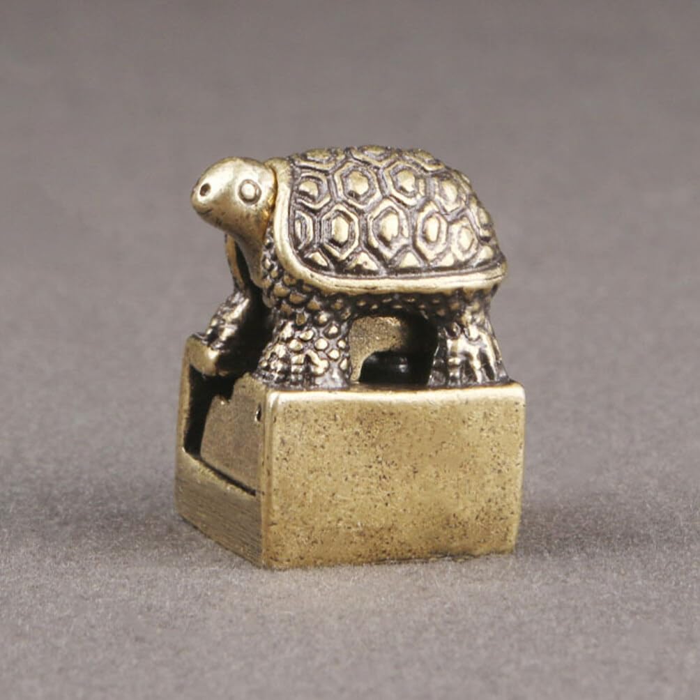Yardwe Brass Turtle Wax Seal Stamp Set - Mini Turtle Statue for Home Office Desk Decor, Wax Seal Stamp for Invitations, Letters & DIY Crafts