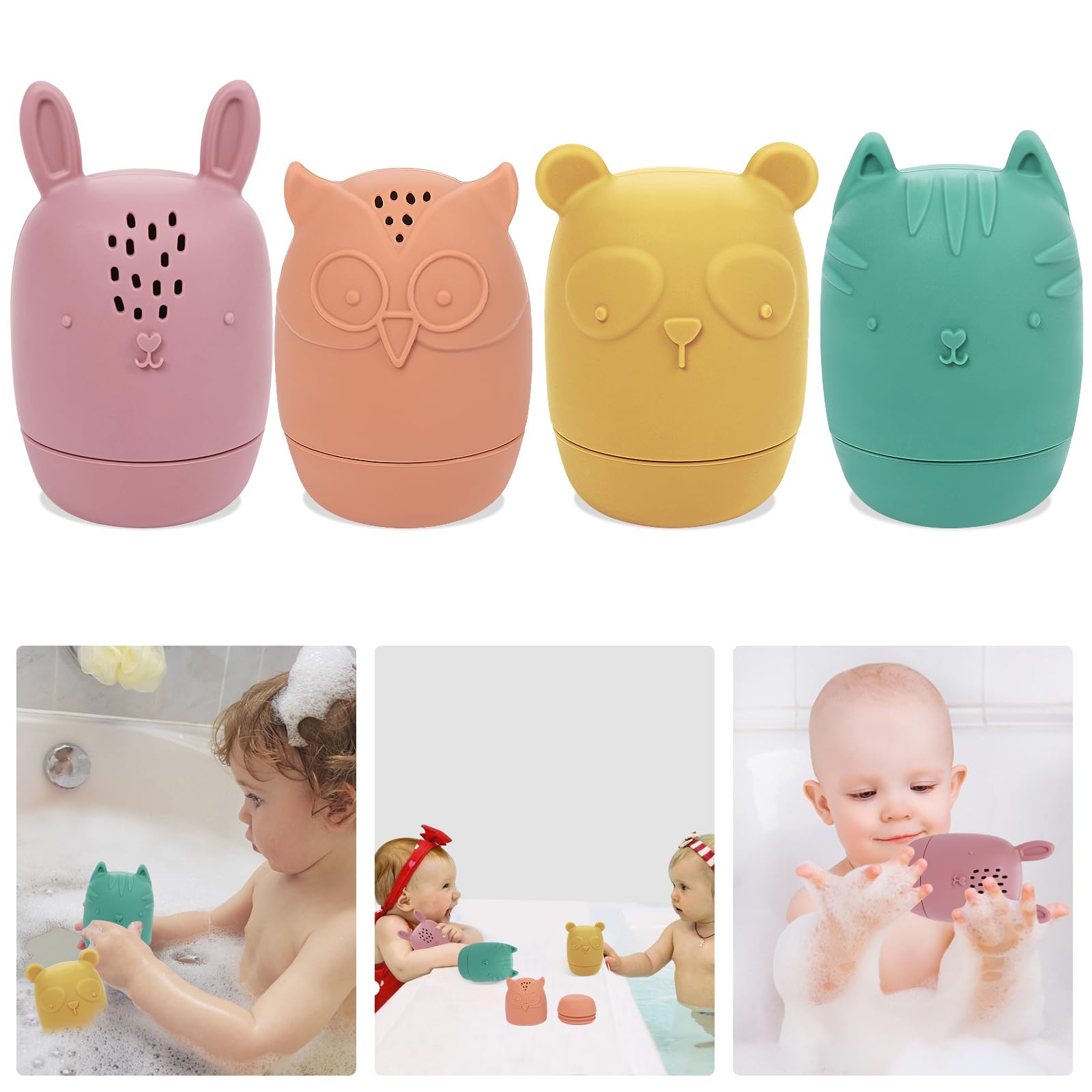Gigilli Baby Bath Toys - Squeezable Silicone Bathtub Toys for Toddlers 1-3 Years Old | Safe & Fun Bath Time Toys for Babies 6-18 Months | Perfect Easter Basket Stuffers & Birthday Gifts for 1-6 Year Olds | Encourages Sensory Play & Water Exploration
