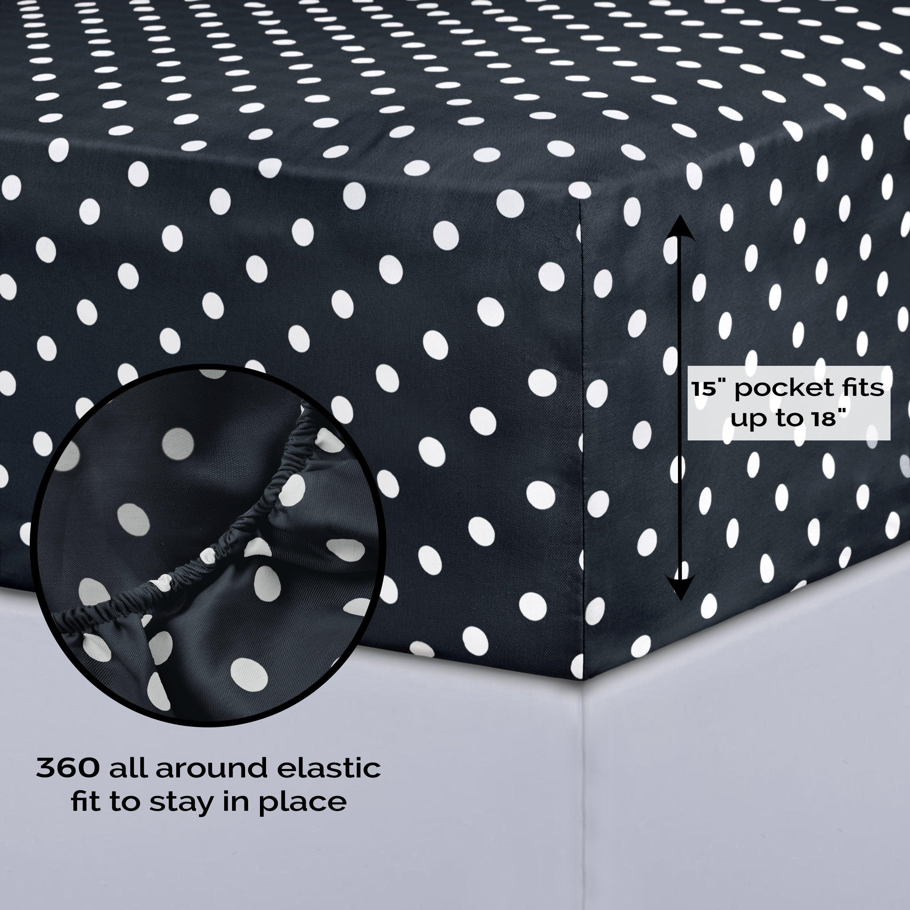 Polka Dot 600 Thread Count Cotton Blend Deep Pocket Sheet Set - Queen Size Bedding for Comfortable Sleep & Stylish Bedroom Decor