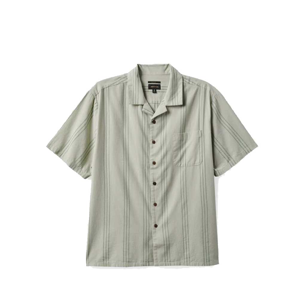 Brixton Bunker R Cool Weight Short Sleeve Woven Shirt - Mineral Grey | Casual Summer Wear for Men, Outdoor Activities & Street Style Fashion