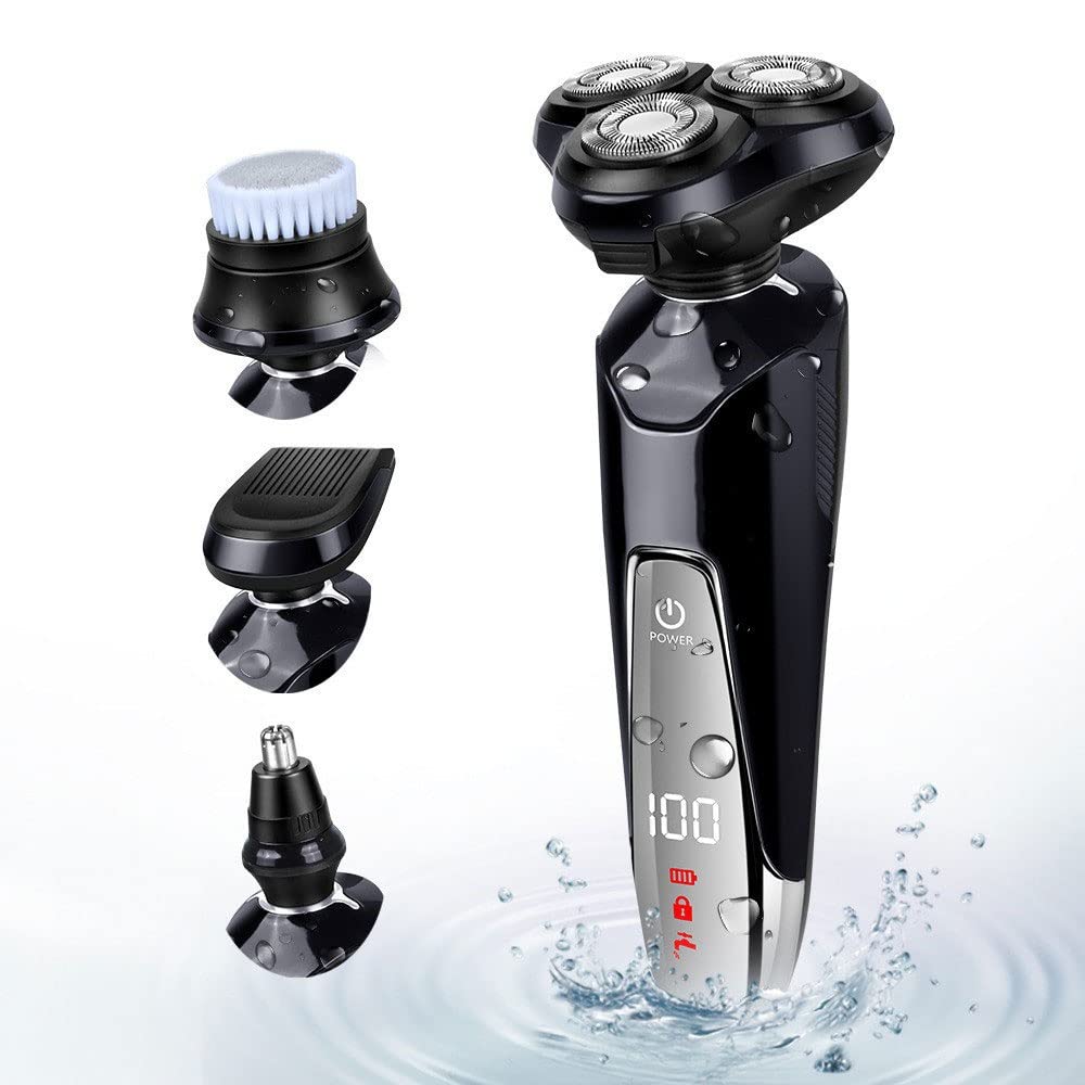 Best LED Electric Razor for Men - USB Rechargeable Wet/Dry Shaver - Men's Grooming Kit with Travel Case - Perfect for Home, Travel & Daily Shaving - Black