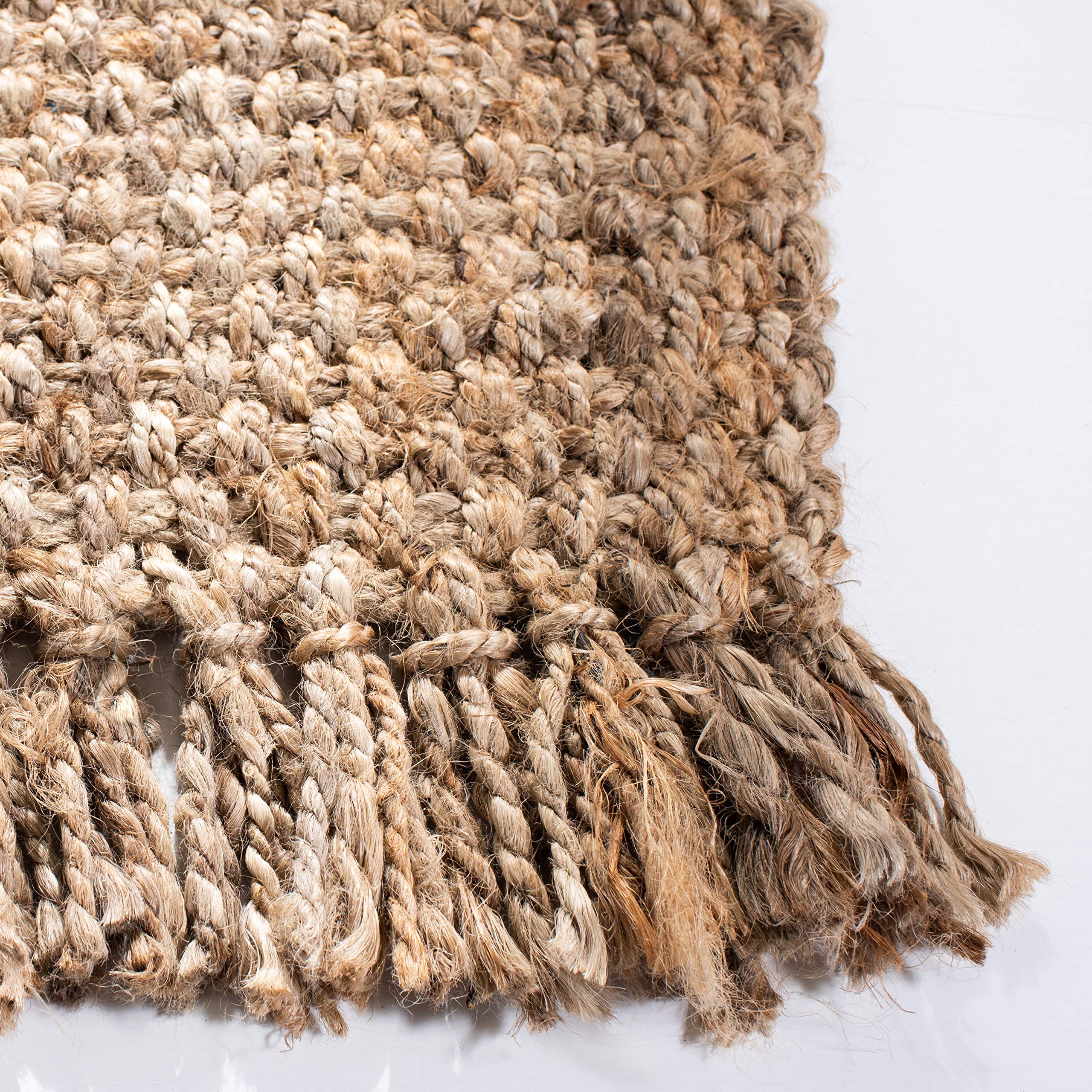 SAFAVIEH Handmade Jute Area Rug 5' x 8' - Natural Fiber Tassel Border, Non-Slip Living Room & Bedroom Rug, Eco-Friendly Home Decor for High Traffic Areas (NF467A) | Perfect for Boho Chic, Farmhouse & Coastal Style Interiors