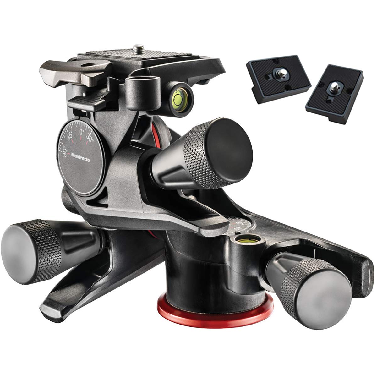 Manfrotto MHXPRO-3WG XPRO Geared Tripod Head with 2 ZAYKiR Quick Release Plates - Professional 3-Way Camera Head for DSLR & Video Photography - Perfect for Studio, Landscape & Architectural Shooting