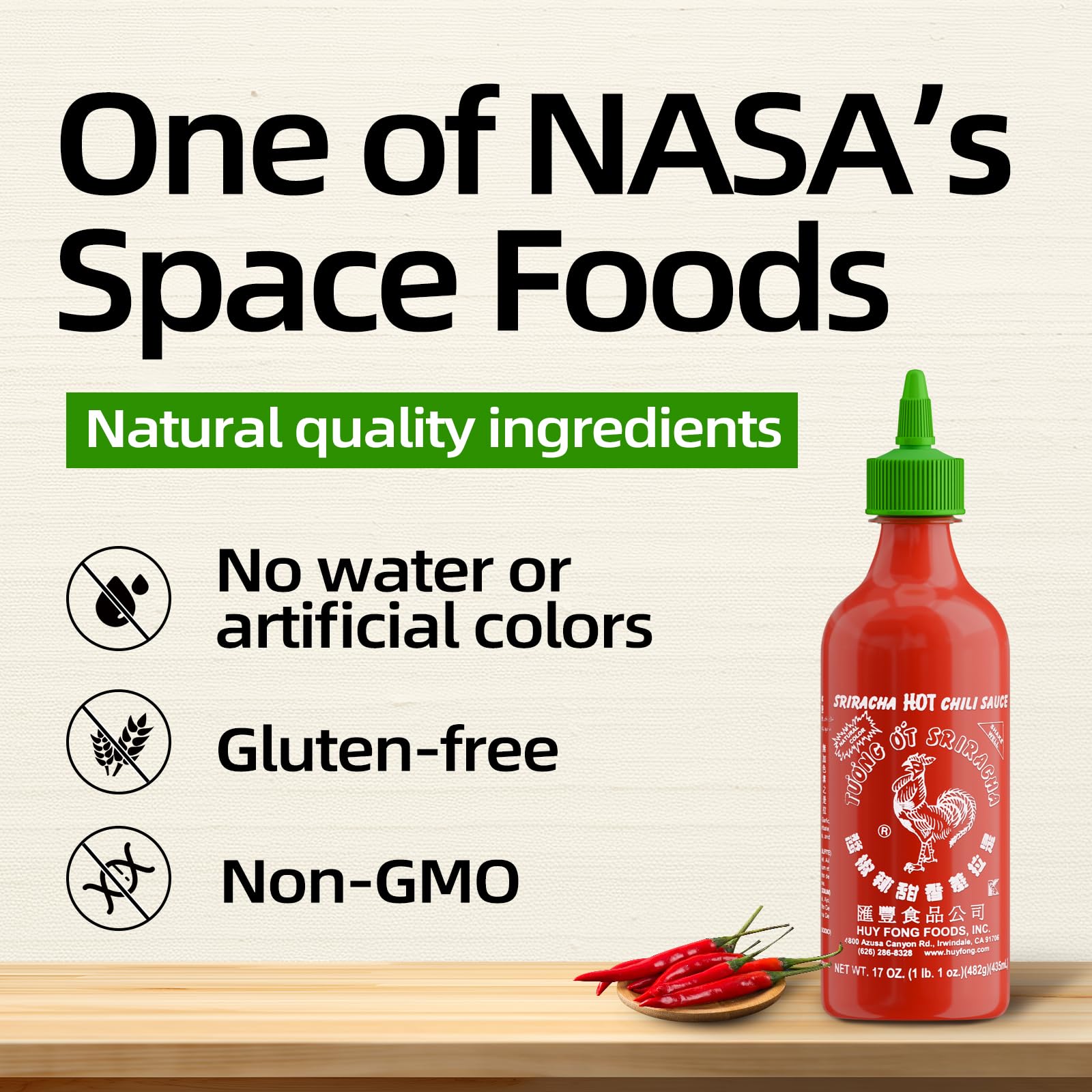 Original Huy Fong Sriracha Hot Chili Sauce - 17 oz Bottle | Spicy Rooster Sriracha with Chili Pepper | Perfect for Asian Cuisine, Pho, Noodles, Burgers & Pizza