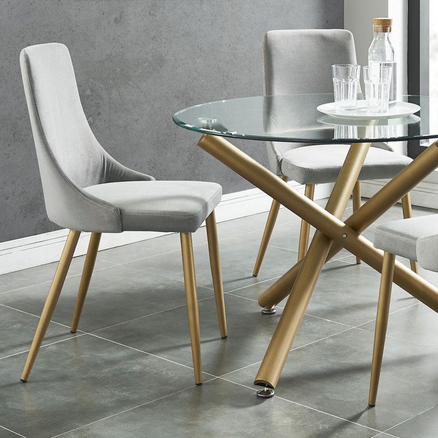 Velvet Upholstered Dining Chair - Carmilla Style Modern Accent Chair for Living Room, Bedroom & Dining Area - Comfortable & Elegant Seating for Home Decor