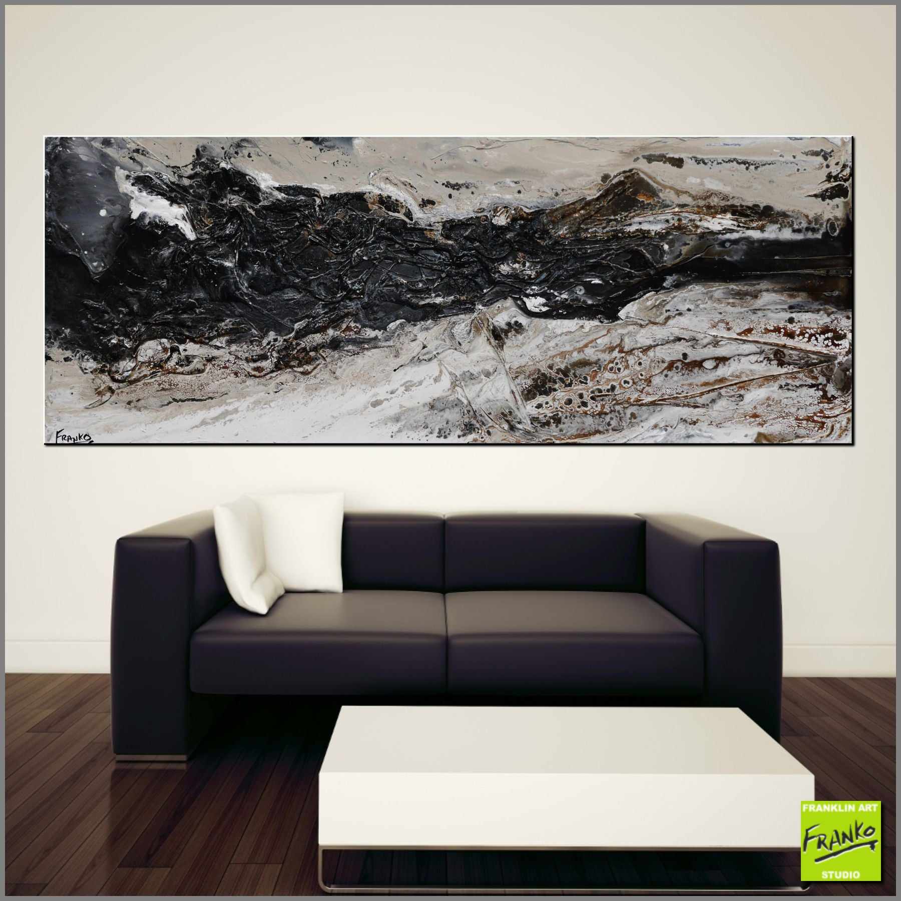 160cm x 60cm Modern Abstract Textured Wall Art Painting - Grey & Black Contemporary Canvas for Living Room, Bedroom, Office Decor