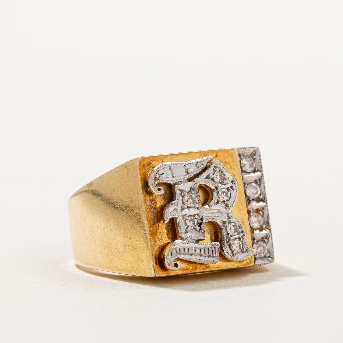 Diamond 'R' Initial Ring | 0.20ctw | Size 8 | Personalized Name Ring for Women | Elegant Gift for Anniversary, Birthday, Valentine's Day