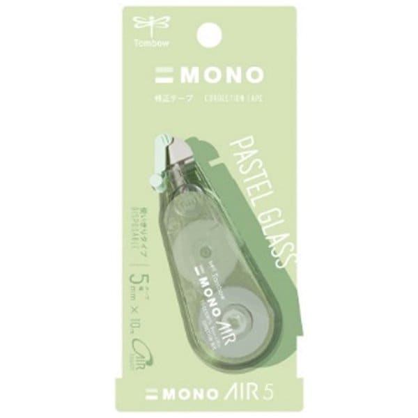 MONO AIR 5 Correction Tape - Pastel Glass Colors (Set of 5) | Smooth White-Out Tape for School, Office & Art Projects | Tombow Erasable Correction Tape