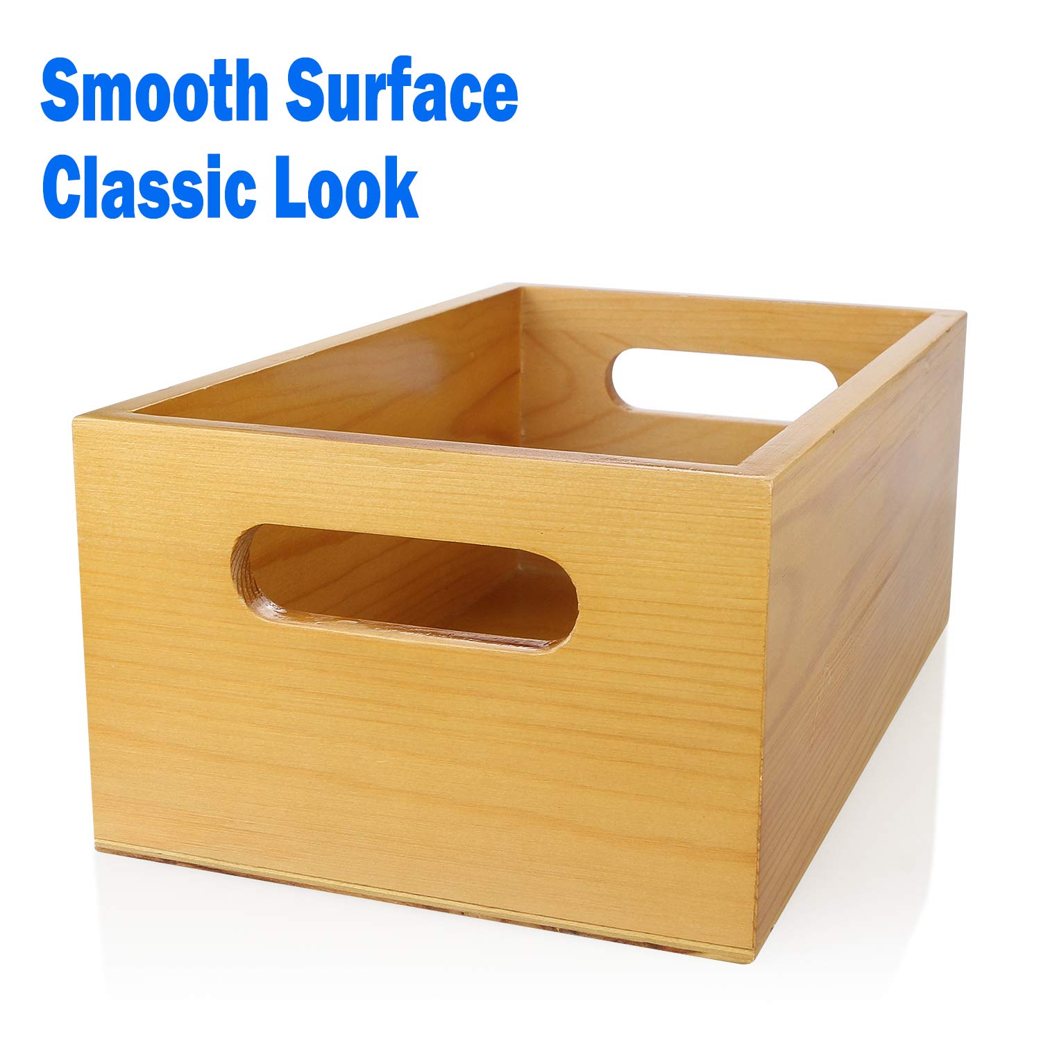 Premium Pine Wood Organizer Set - 4 Pack 6x10 Inch Wooden Storage Boxes with Handles for Bathroom, Kitchen, Office & Home Organization - Perfect for Storing Toiletries, Spices, Makeup & Small Essentials