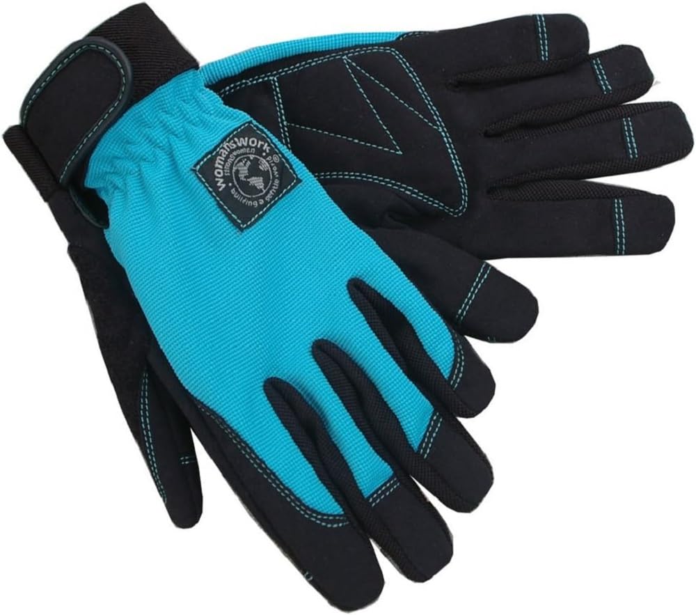 Womanswork Digger Gardening Gloves for Women - Teal Blue, Medium Size | Durable & Comfortable for Planting, Weeding & Outdoor Work