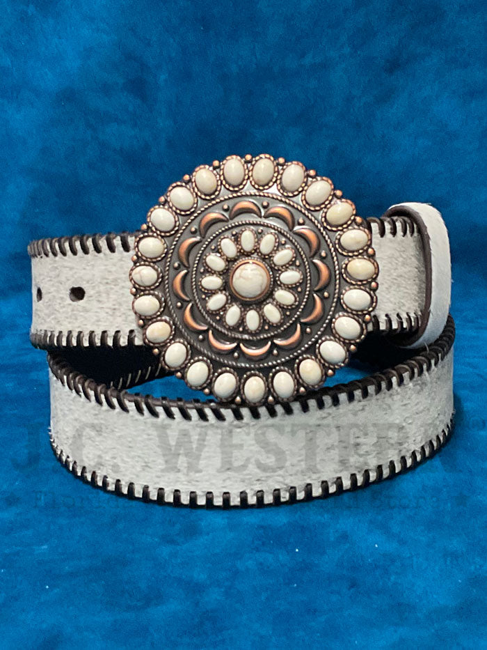 Nocona Women's Light Brown Beige Calf Hair Whip Stitch Belt - Western Fashion Accessory for Jeans, Dresses & Cowgirl Outfits
