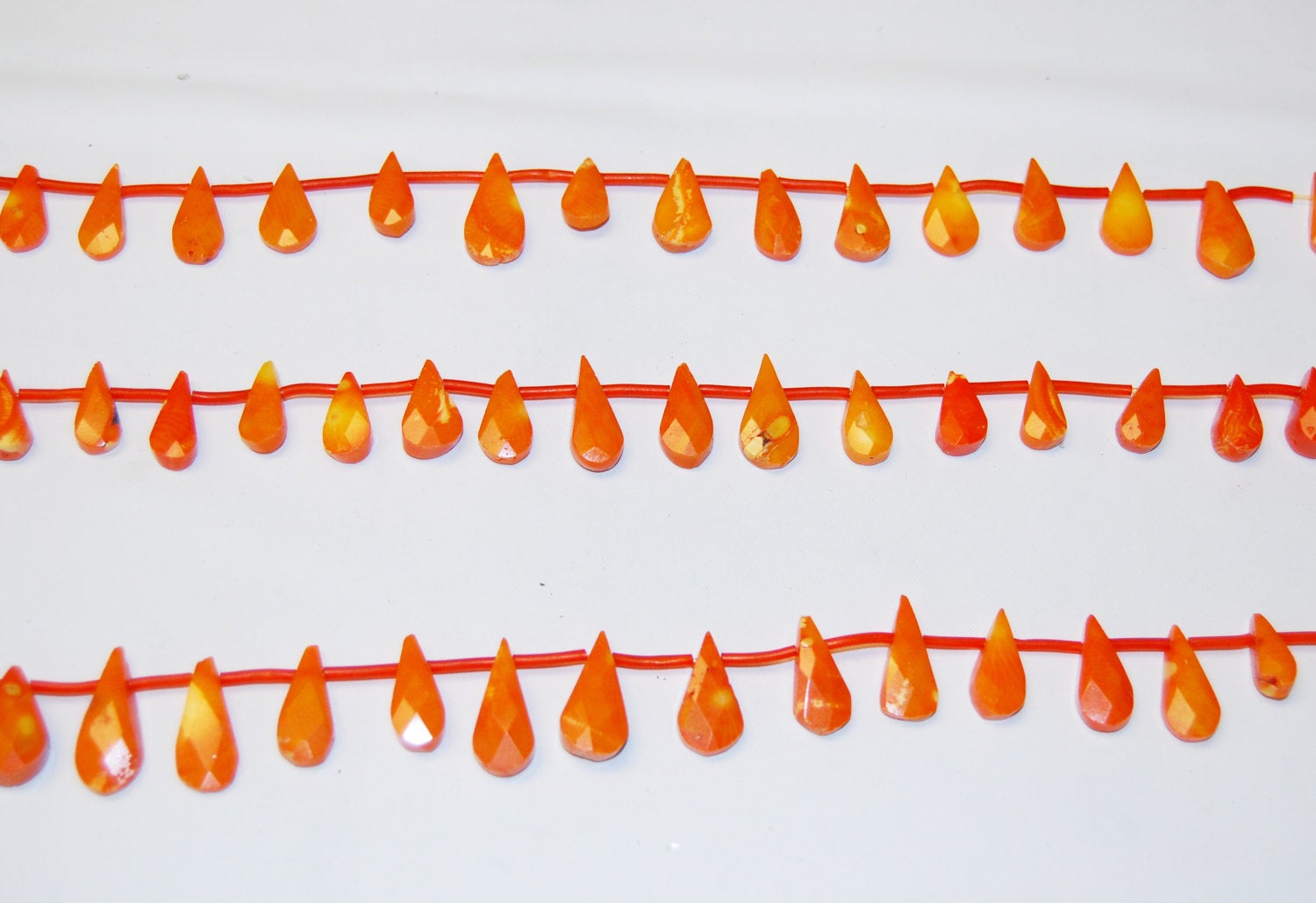Orange Bamboo Coral Faceted Teardrop Beads - 15.5 Inch Strand (12-20mm) for Jewelry Making, DIY Crafts & Boho Necklace Designs - Perfect for Beaders, Crafters & Handmade Jewelry Artists