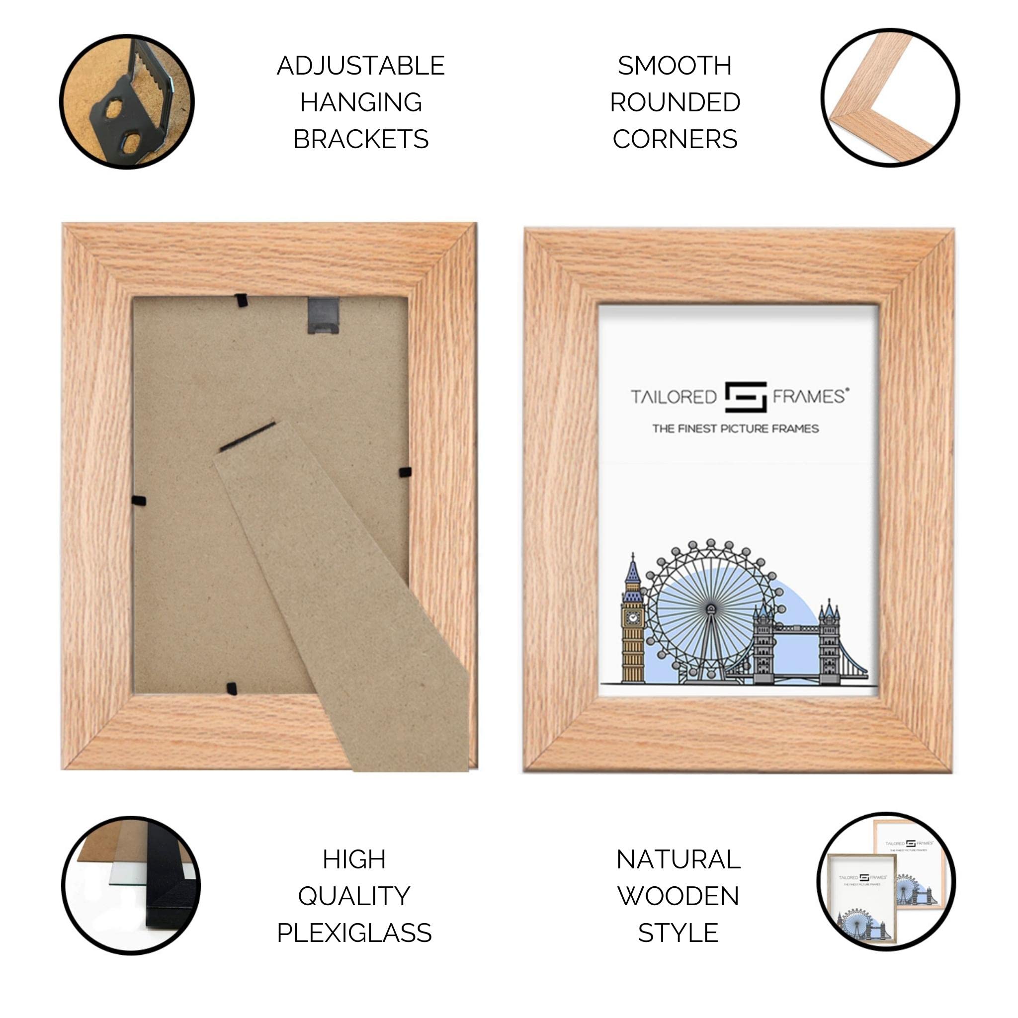 Solid Oak Wood Picture Frame 12x10