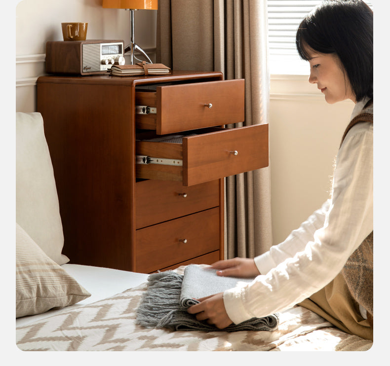 Solid Wood Poplar Dresser - 5-Drawer Storage Chest for Bedroom, Living Room & Office - Natural Wood Finish for Home Organization & Decor
