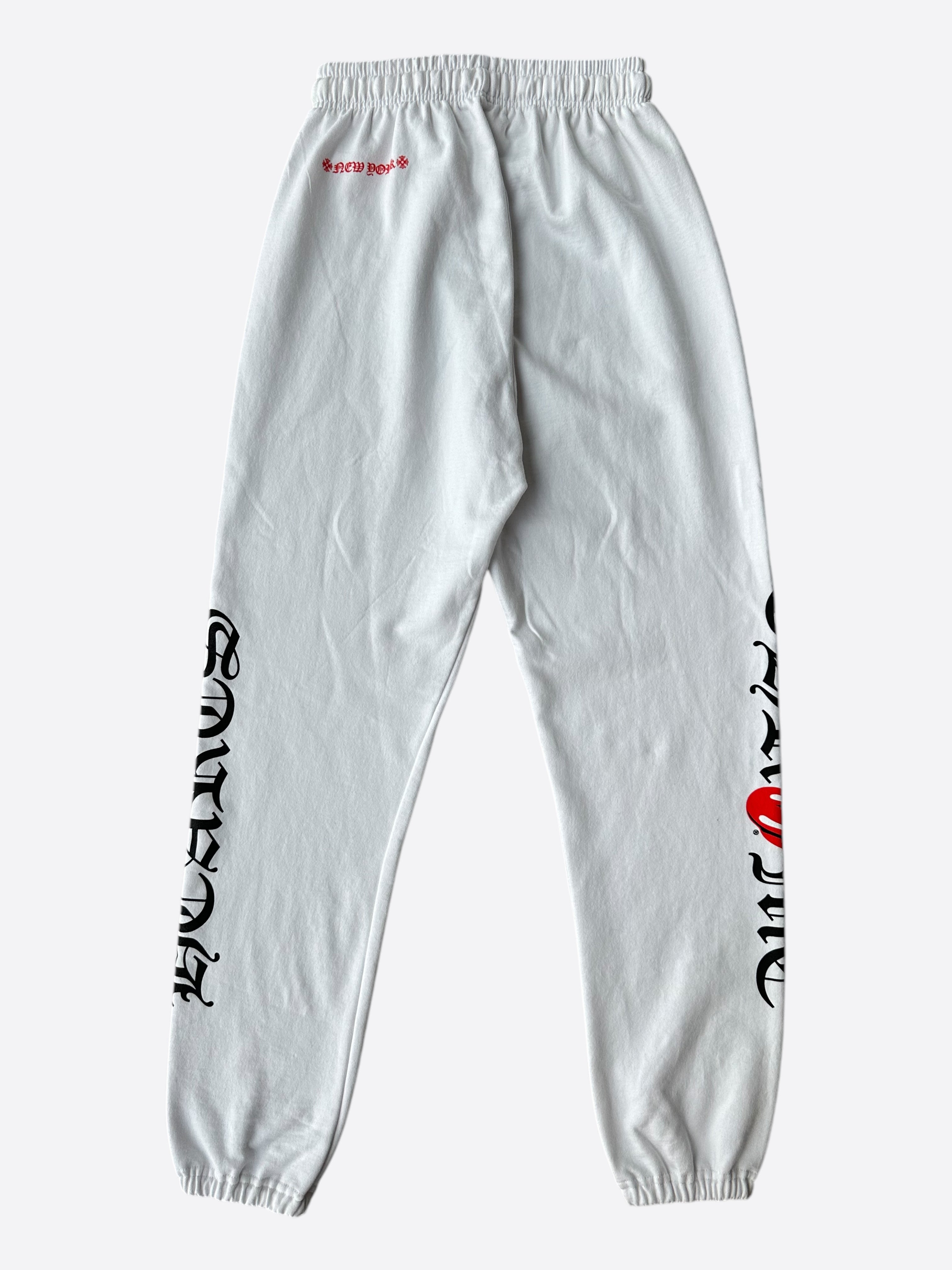 Chrome Hearts White Rolling Stones Logo Sweatpants for Men & Women | High-Quality Cotton Joggers | Streetwear Fashion & Lounge Wear