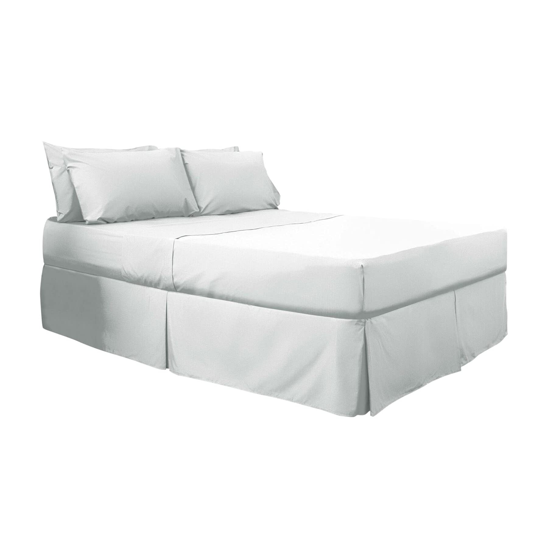 Belledorm Easy Fit Pleated Platform Valance - Queen Size Bed Skirt in White | Perfect for Bedroom Decor & Hotel Styling