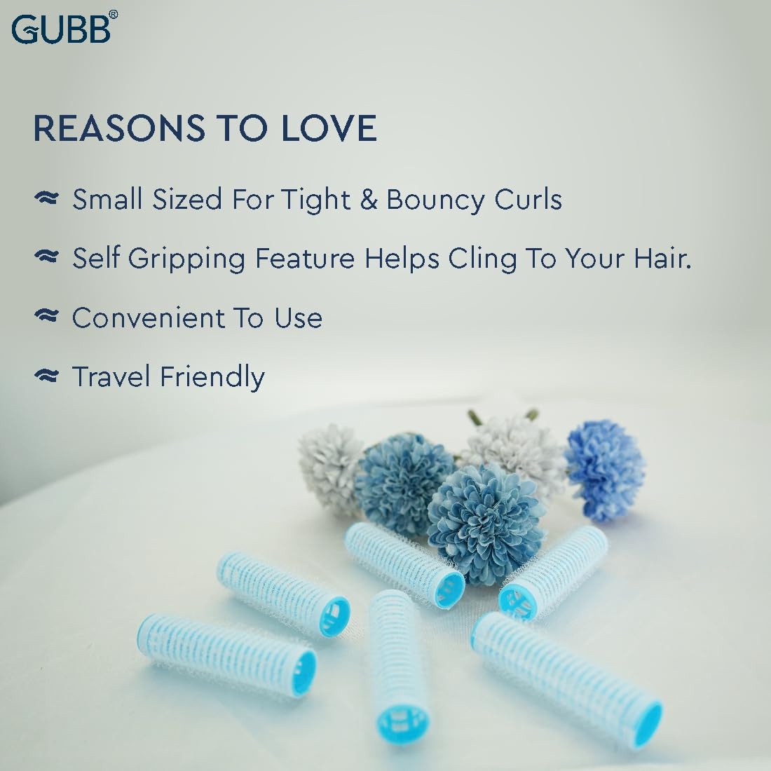 GUBB Self Grip Hair Rollers Set - 6 Large & Small Curling Rollers with Clips for Short & Long Hair | Heatless Curling Tools for Overnight Styling | Perfect for Home, Salon & Wedding Hairstyles